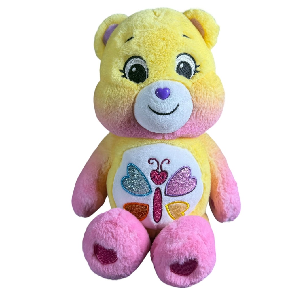 Care Bears Unlock the Magic Calming Heart Bear Plush Ombre Yellow Pink Butterfly